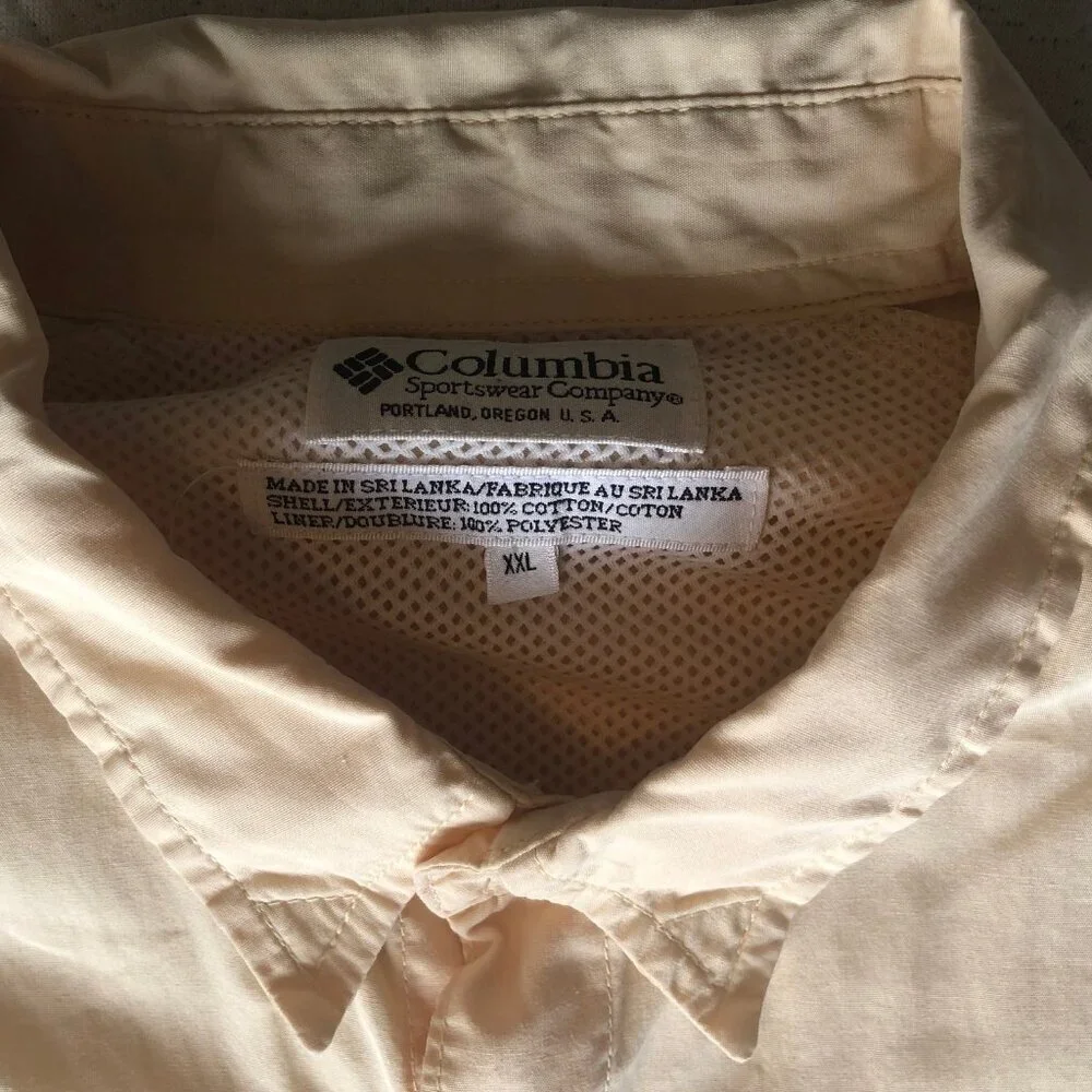Columbia Shirt Mens Size 2XL PFG Performance Fishing Gear, Soft Yellow, Vented - Picture 2 of 10